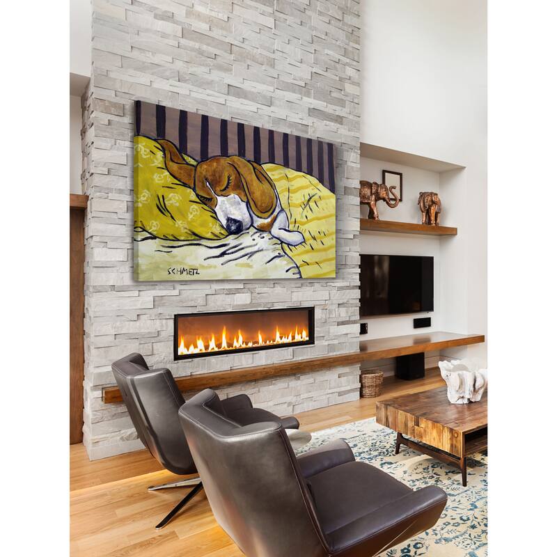 'Beagle Sleeping' Painting Print on Wrapped Canvas - Multi-Color