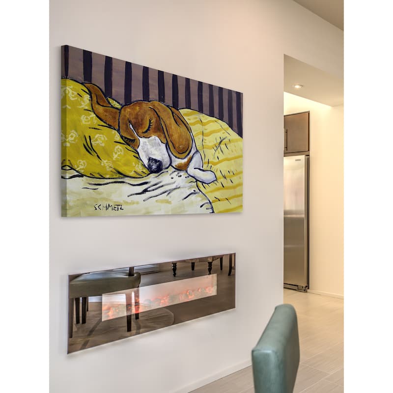 'Beagle Sleeping' Painting Print on Wrapped Canvas - Multi-Color