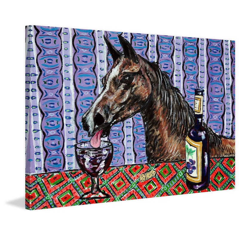 'Horse Arabian Wine' Painting Print on Wrapped Canvas - Multi-Color