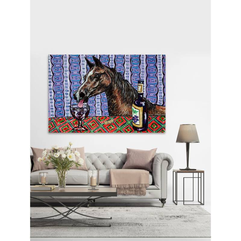 'Horse Arabian Wine' Painting Print on Wrapped Canvas - Multi-Color