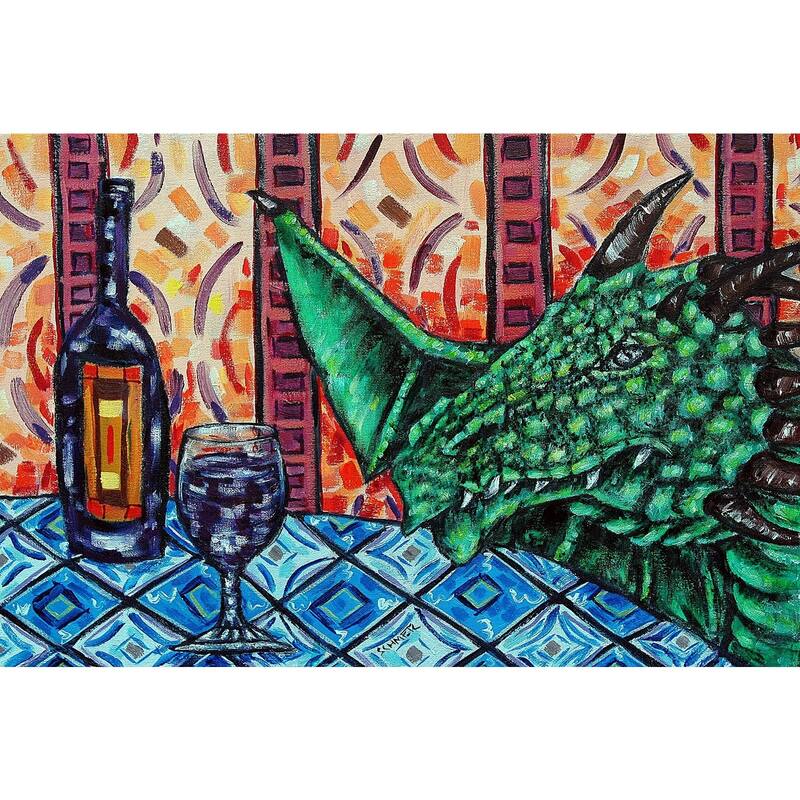 'Dragon Wine' Painting Print on Wrapped Canvas - Multi-Color