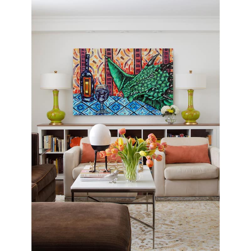 'Dragon Wine' Painting Print on Wrapped Canvas - Multi-Color
