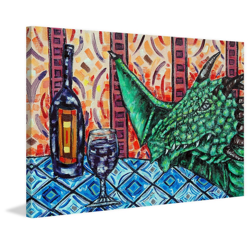 'Dragon Wine' Painting Print on Wrapped Canvas - Multi-Color