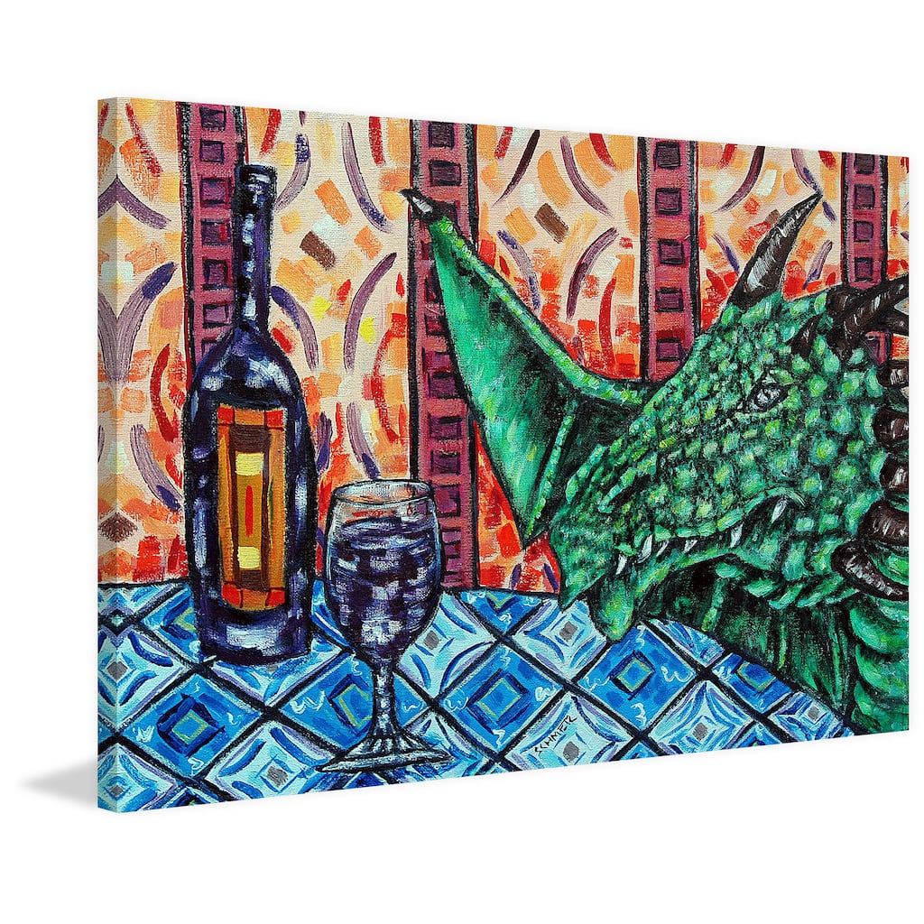 'Dragon Wine' Painting Print on Wrapped Canvas - Multi-Color
