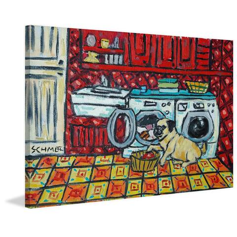 Marmont Hill - Handmade Pug Laundry Print on Wrapped Canvas