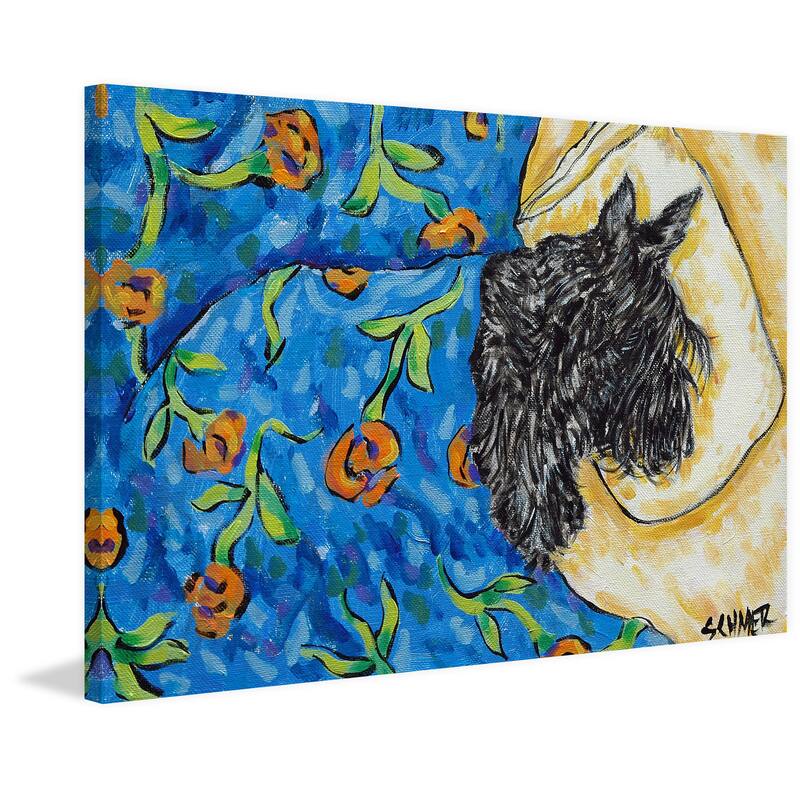 'Scottish Terrier Sleeping' Painting Print on Wrapped Canvas - Multi-Color
