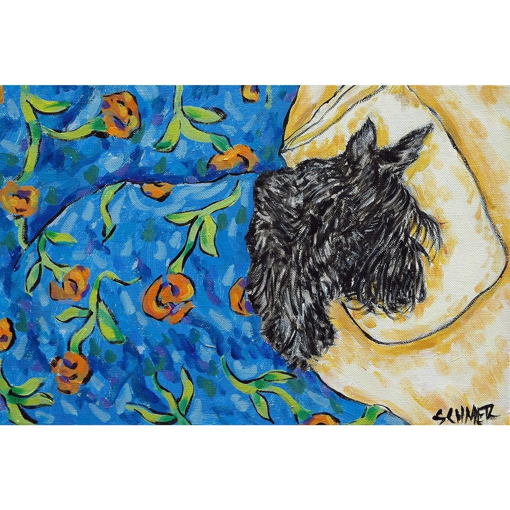 'Scottish Terrier Sleeping' Painting Print on Wrapped Canvas - Multi-Color