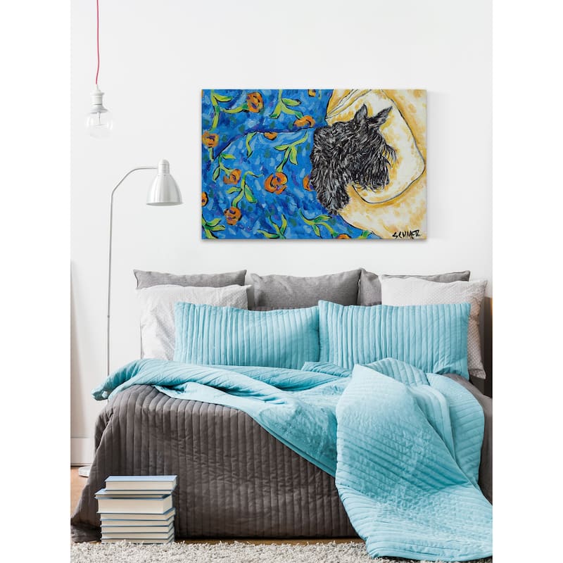 'Scottish Terrier Sleeping' Painting Print on Wrapped Canvas - Multi-Color