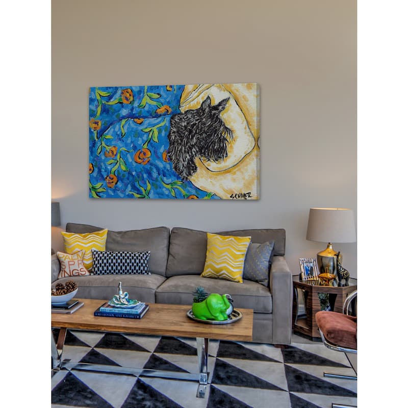 'Scottish Terrier Sleeping' Painting Print on Wrapped Canvas - Multi-Color