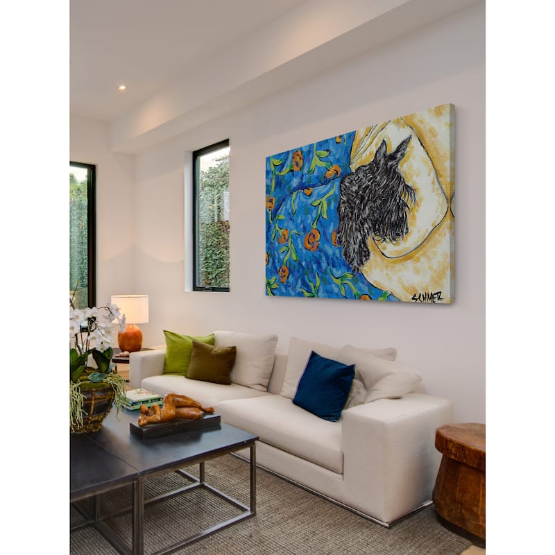 'Scottish Terrier Sleeping' Painting Print on Wrapped Canvas - Multi-Color