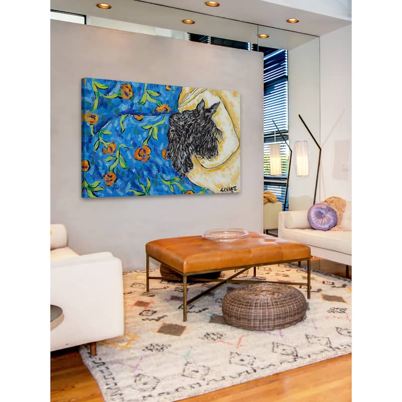 'Scottish Terrier Sleeping' Painting Print on Wrapped Canvas - Multi-Color