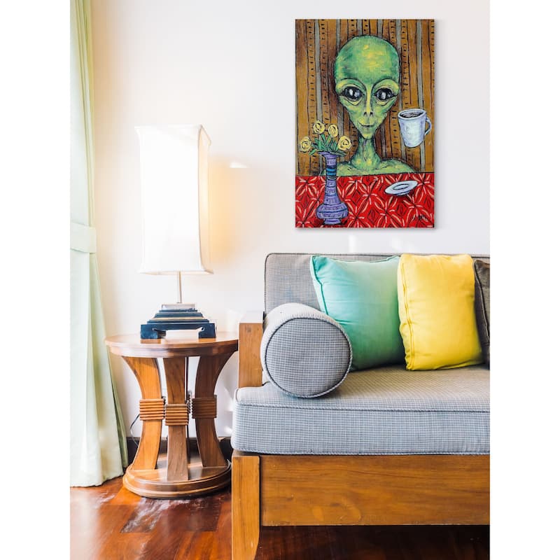 'Alien Coffee' Painting Print on Wrapped Canvas - Multi-Color