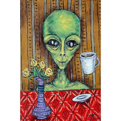 'Alien Coffee' Painting Print on Wrapped Canvas - Multi-Color