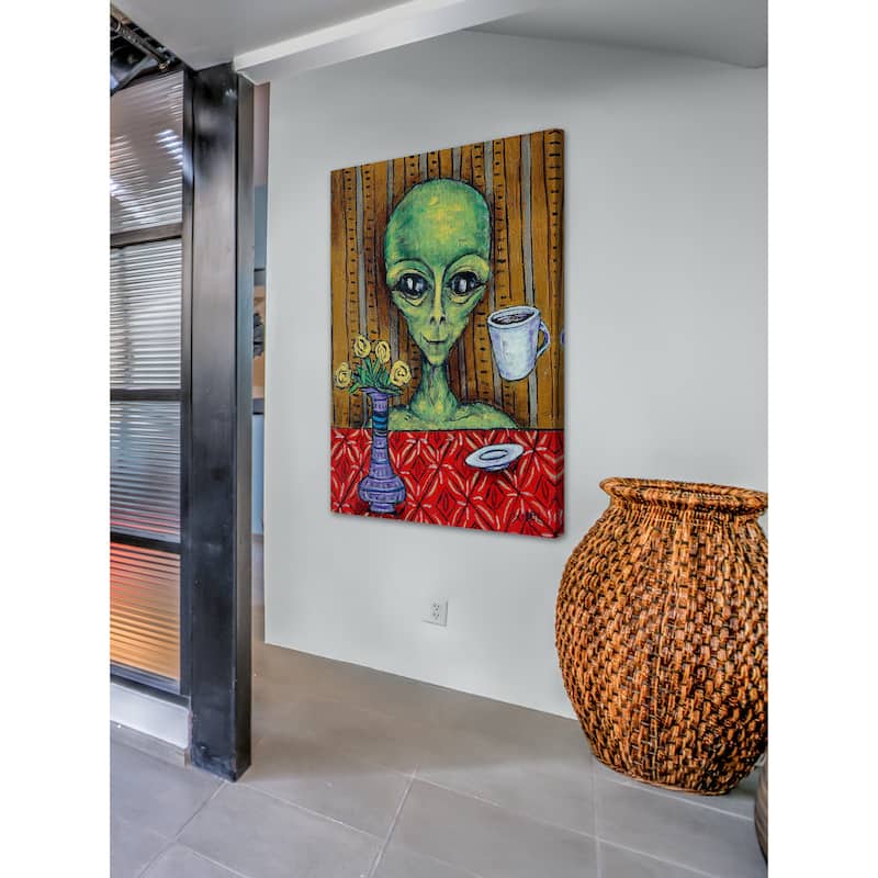 'Alien Coffee' Painting Print on Wrapped Canvas - Multi-Color