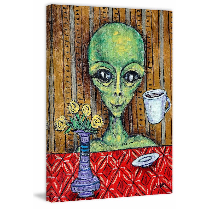 'Alien Coffee' Painting Print on Wrapped Canvas - Multi-Color