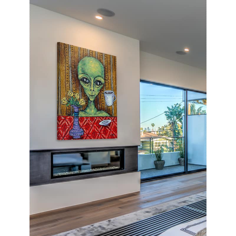 'Alien Coffee' Painting Print on Wrapped Canvas - Multi-Color