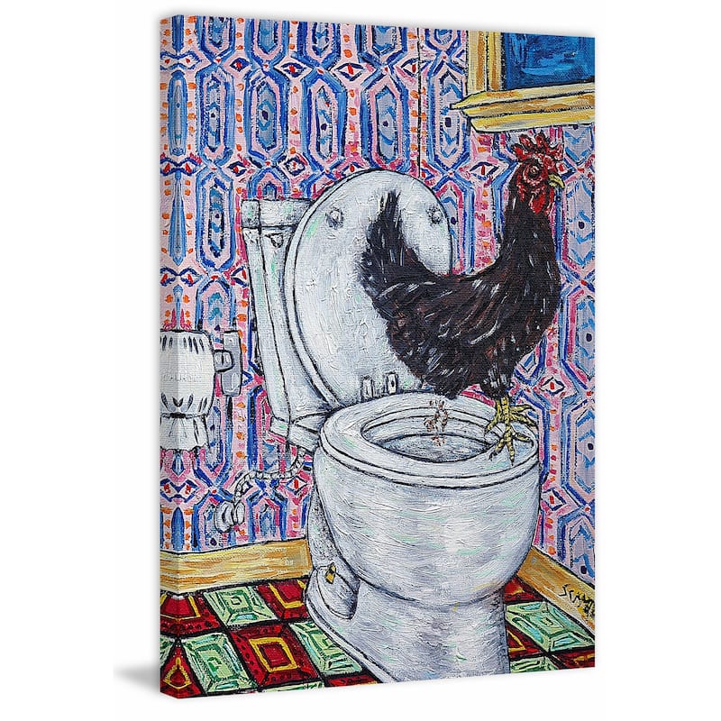 'Chicken' Painting Print on Wrapped Canvas - Multi-Color