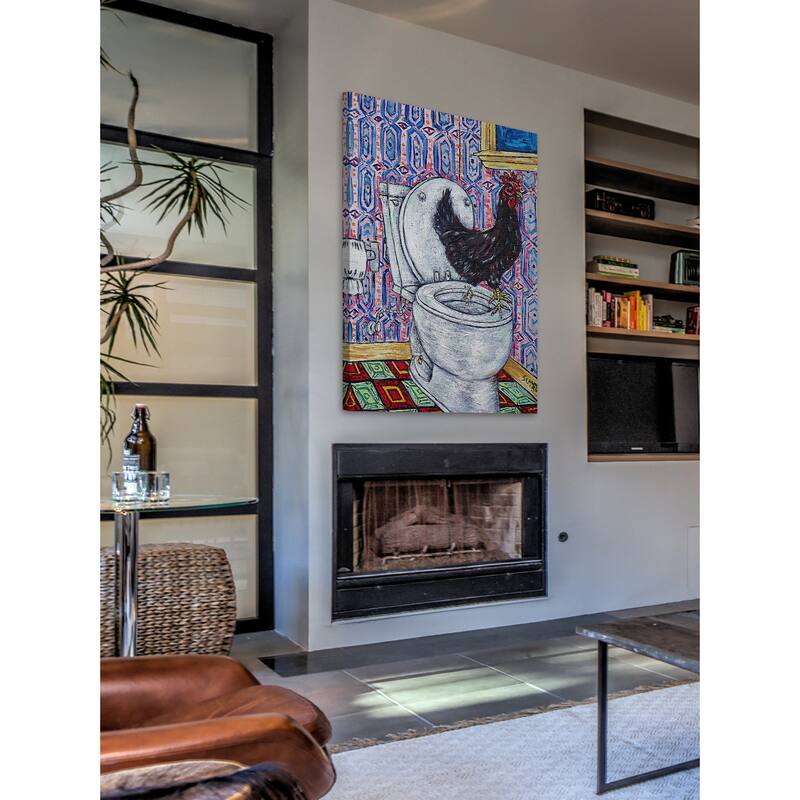 'Chicken' Painting Print on Wrapped Canvas - Multi-Color