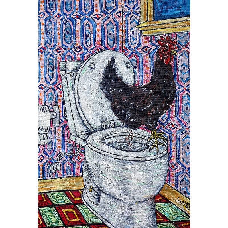 'Chicken' Painting Print on Wrapped Canvas - Multi-Color