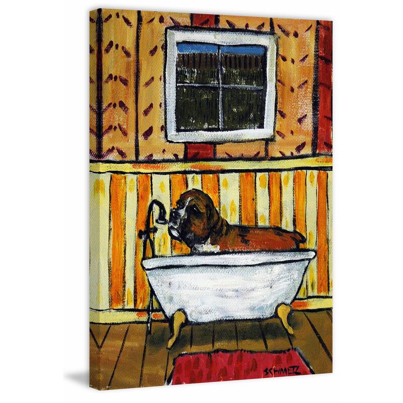 'Boxer Bath' Painting Print on Wrapped Canvas - Multi-Color