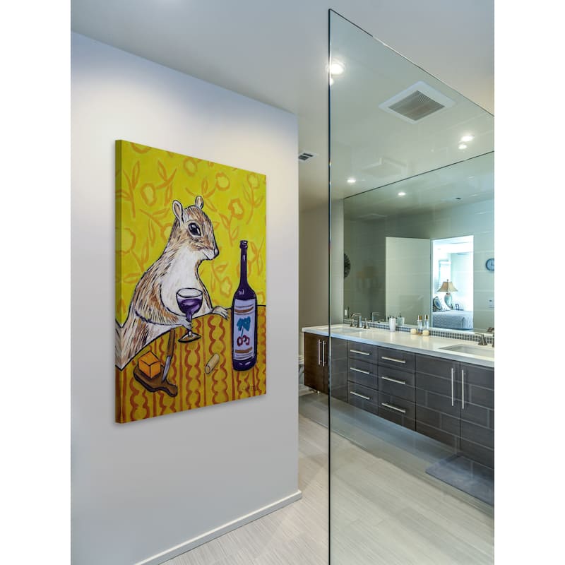 'Grey Squirrel Wine Bar' Painting Print on Wrapped Canvas - Multi-Color