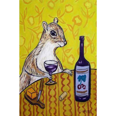 'Grey Squirrel Wine Bar' Painting Print on Wrapped Canvas - Multi-Color