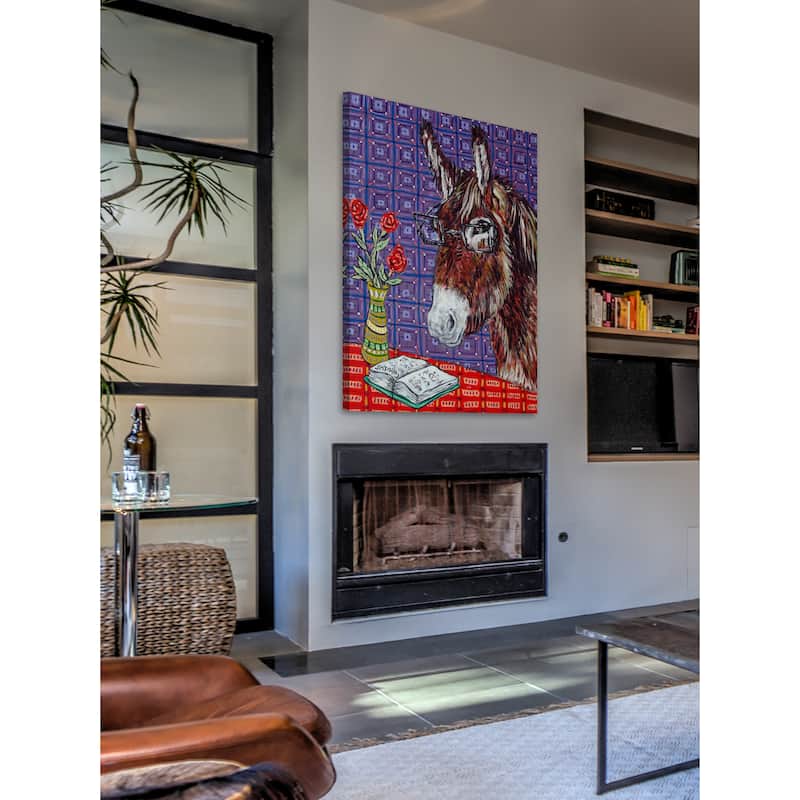 'Donkey Reading' Painting Print on Wrapped Canvas - Multi-Color
