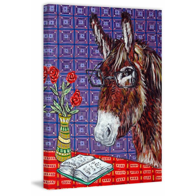 'Donkey Reading' Painting Print on Wrapped Canvas - Multi-Color