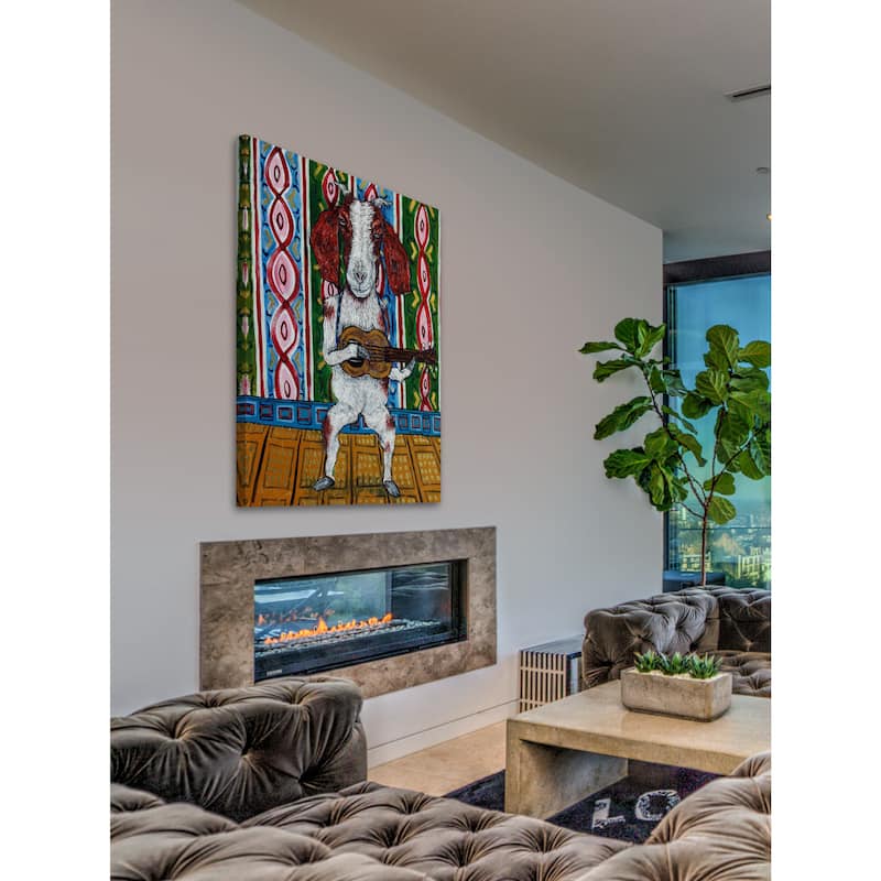 'Goat Guitar' Painting Print on Wrapped Canvas - Multi-Color