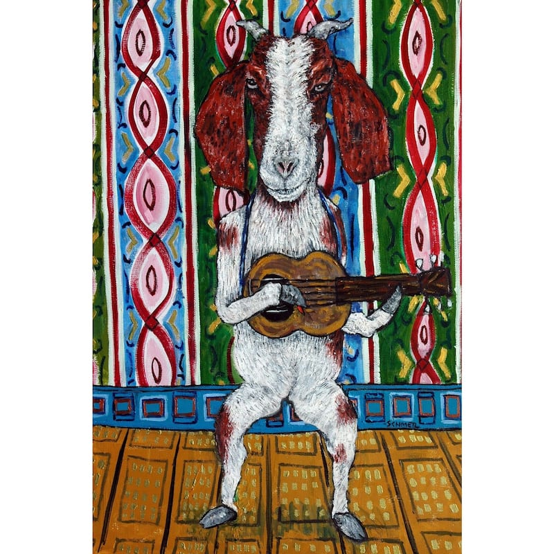 'Goat Guitar' Painting Print on Wrapped Canvas - Multi-Color