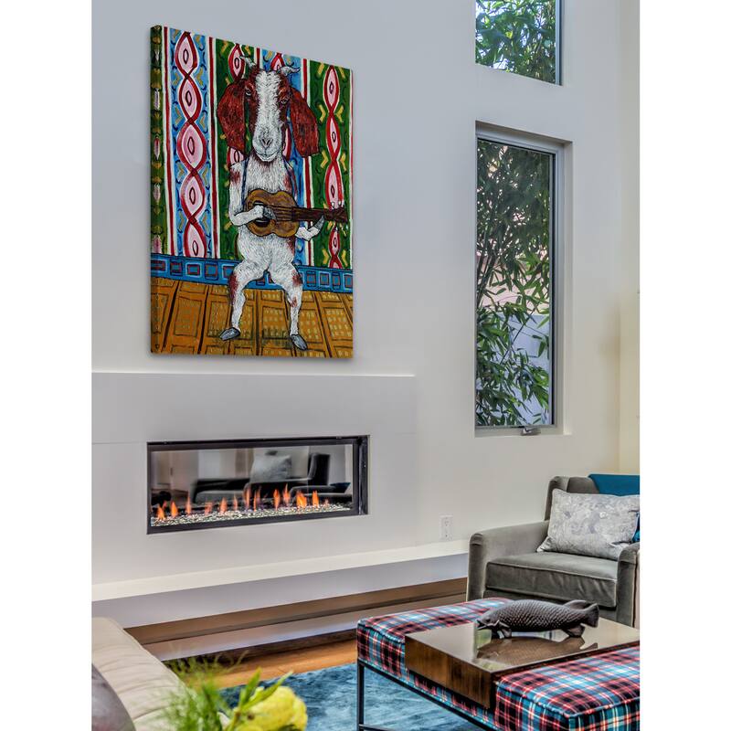 'Goat Guitar' Painting Print on Wrapped Canvas - Multi-Color