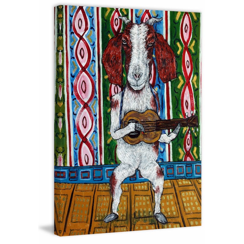 'Goat Guitar' Painting Print on Wrapped Canvas - Multi-Color