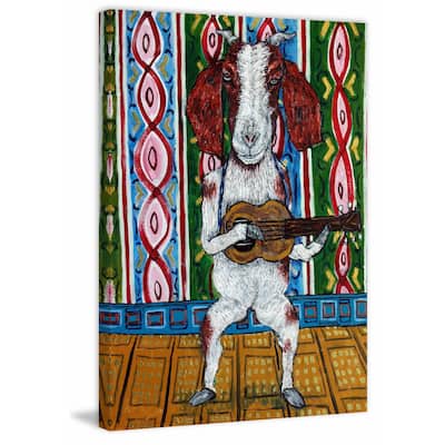 'Goat Guitar' Painting Print on Wrapped Canvas - Multi-Color