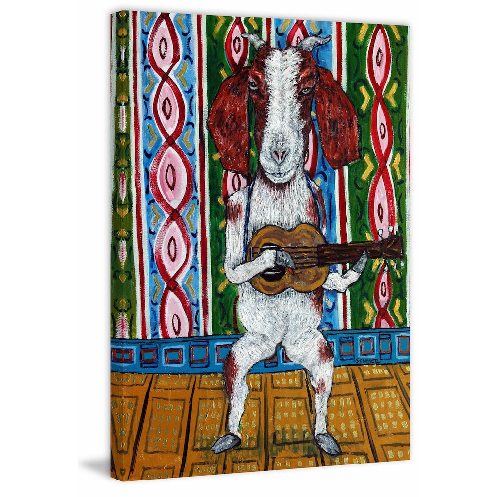 'Goat Guitar' Painting Print on Wrapped Canvas - Multi-Color