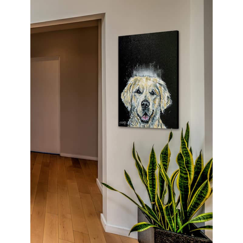 'Golden Retriever Angel' Painting Print on Wrapped Canvas - Multi-Color