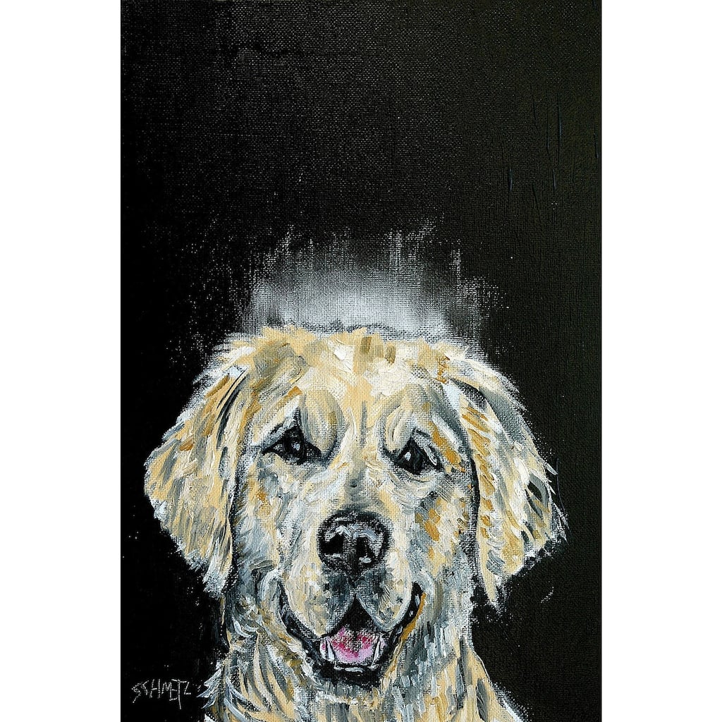 'Golden Retriever Angel' Painting Print on Wrapped Canvas - Multi-Color