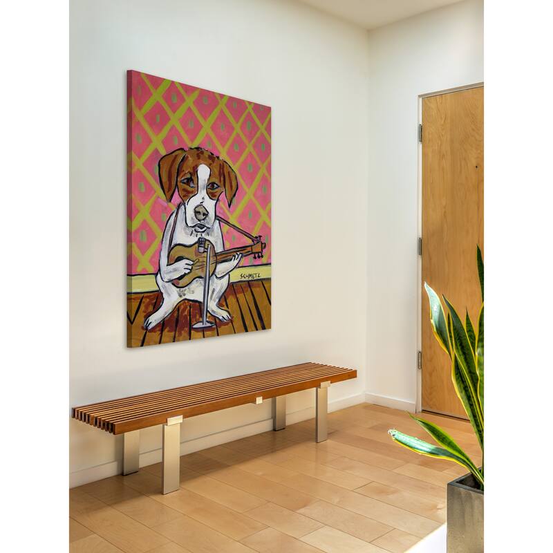 'JRT Guitar' Painting Print on Wrapped Canvas - Multi-Color