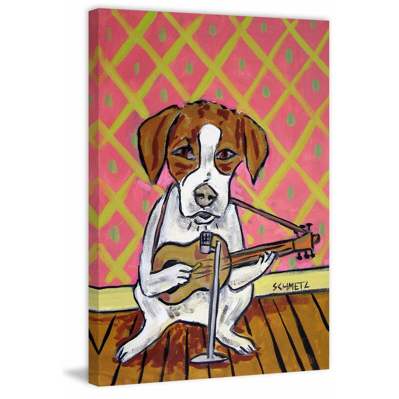 'JRT Guitar' Painting Print on Wrapped Canvas - Multi-Color