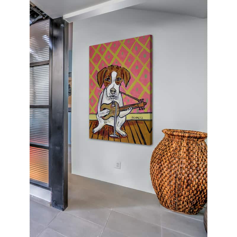 'JRT Guitar' Painting Print on Wrapped Canvas - Multi-Color
