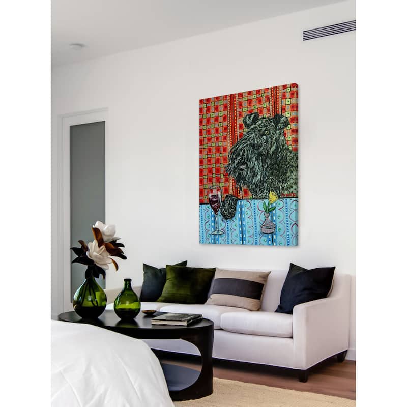 'Kerry Blue Terrier Wine' Painting Print on Wrapped Canvas - Multi-Color
