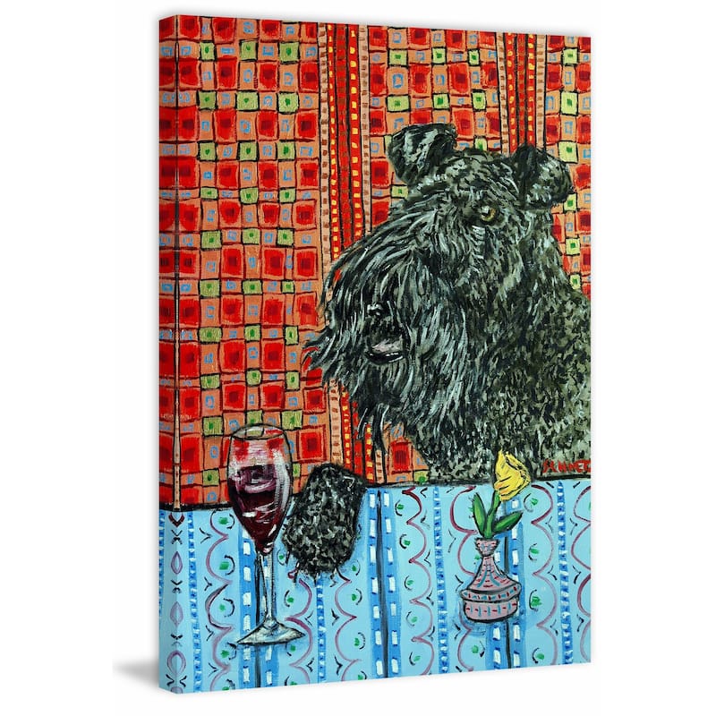 'Kerry Blue Terrier Wine' Painting Print on Wrapped Canvas - Multi-Color