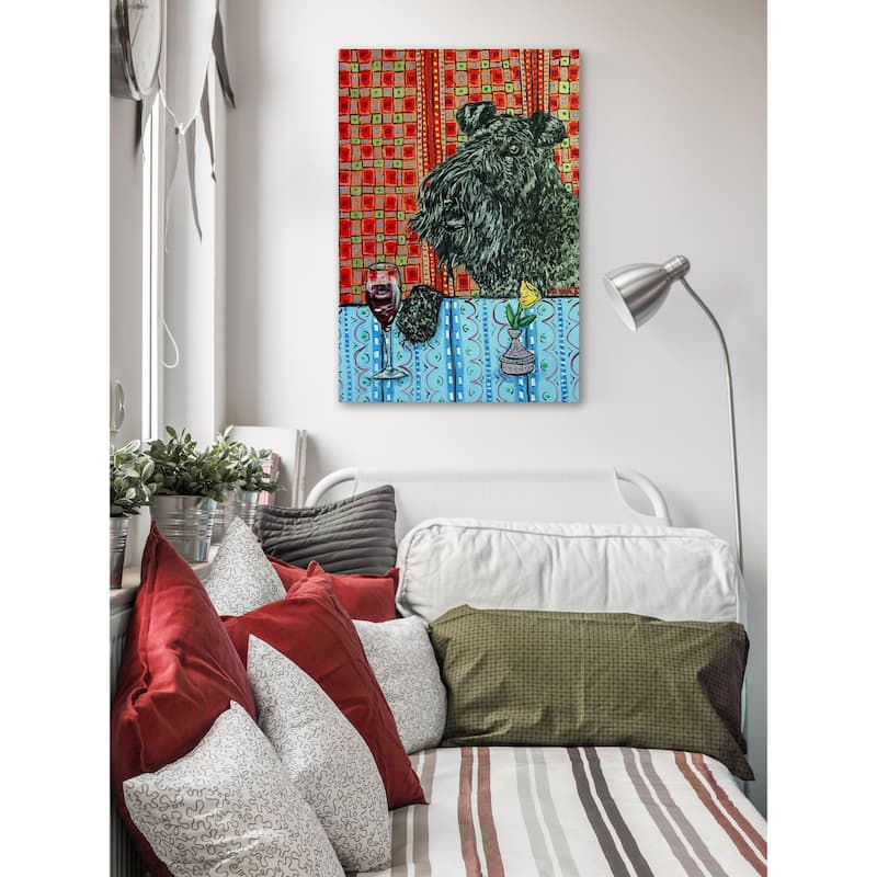 'Kerry Blue Terrier Wine' Painting Print on Wrapped Canvas - Multi-Color