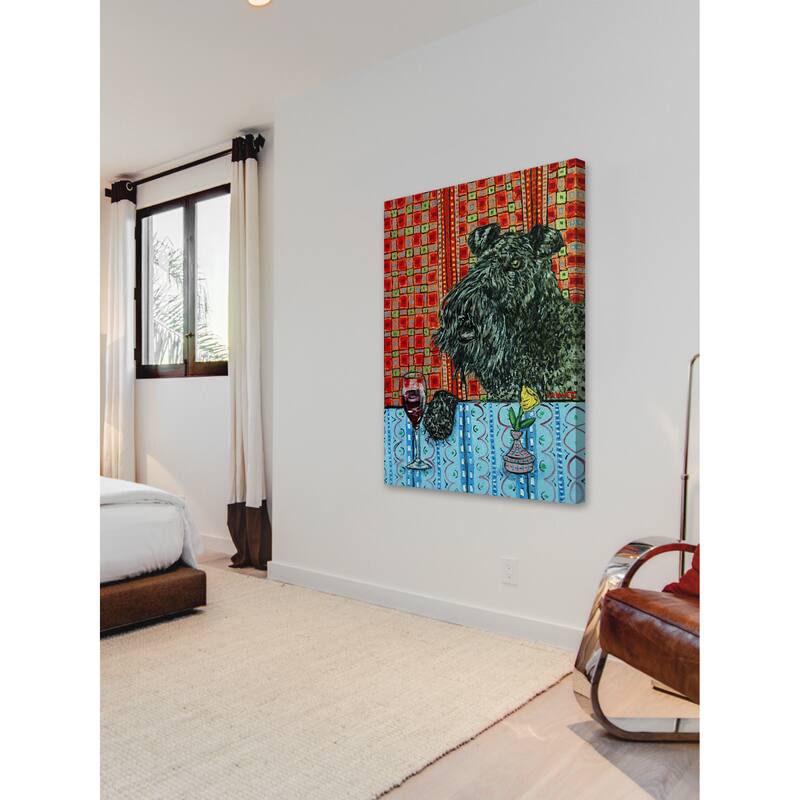 'Kerry Blue Terrier Wine' Painting Print on Wrapped Canvas - Multi-Color