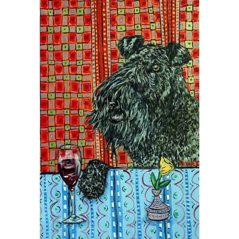 'Kerry Blue Terrier Wine' Painting Print on Wrapped Canvas - Multi-Color