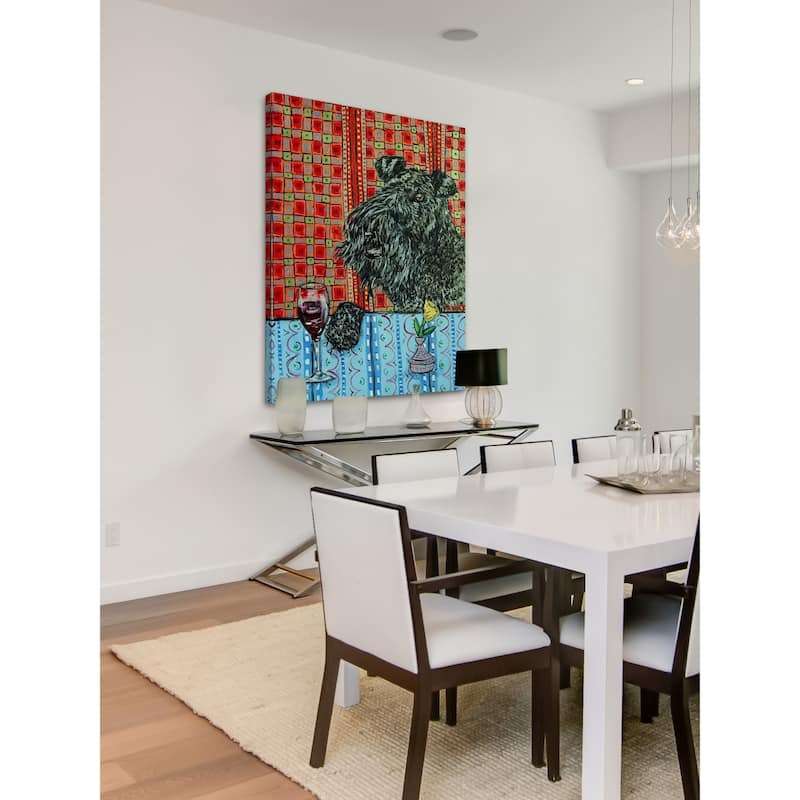 'Kerry Blue Terrier Wine' Painting Print on Wrapped Canvas - Multi-Color