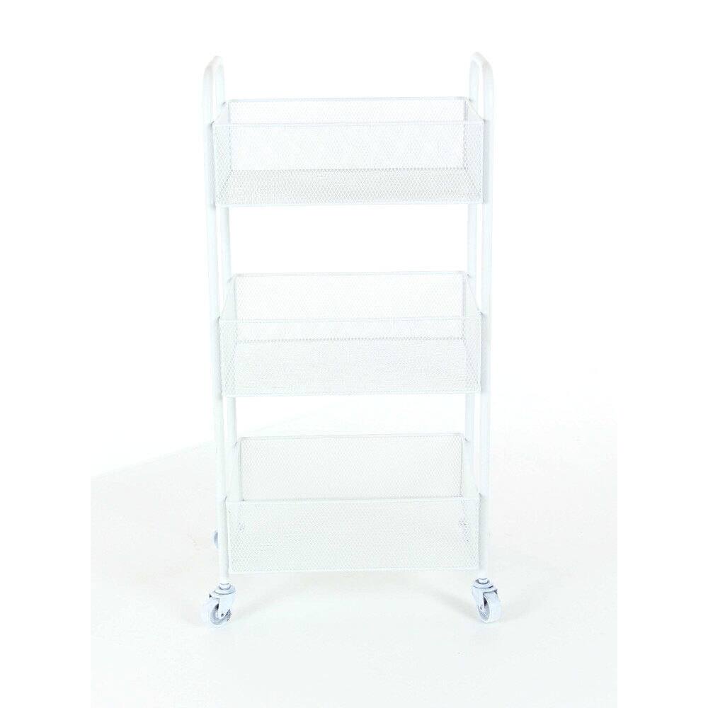 Storage Friendly White Rolling Cart