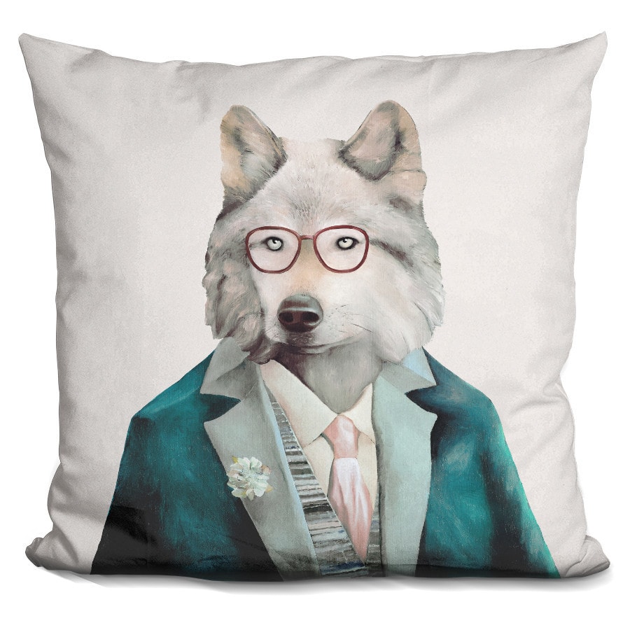Crew 'Grey Wolf' Throw Pillow (16x4 Hmihilu Wolf in Snow Throw Pillow