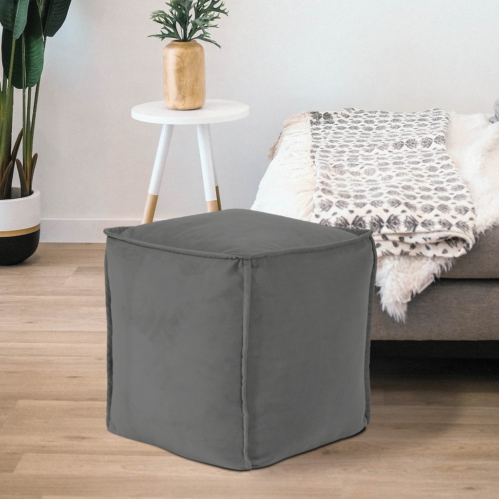Allan Andrews Pouf Square Ottoman With Cover, Bella Pewter
