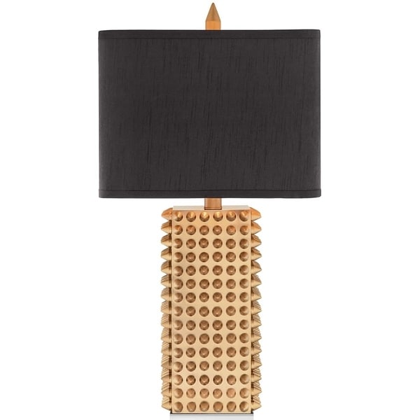 Catalina Manhattan 28.75" 3-Way Square Gold Spiked Table Lamp