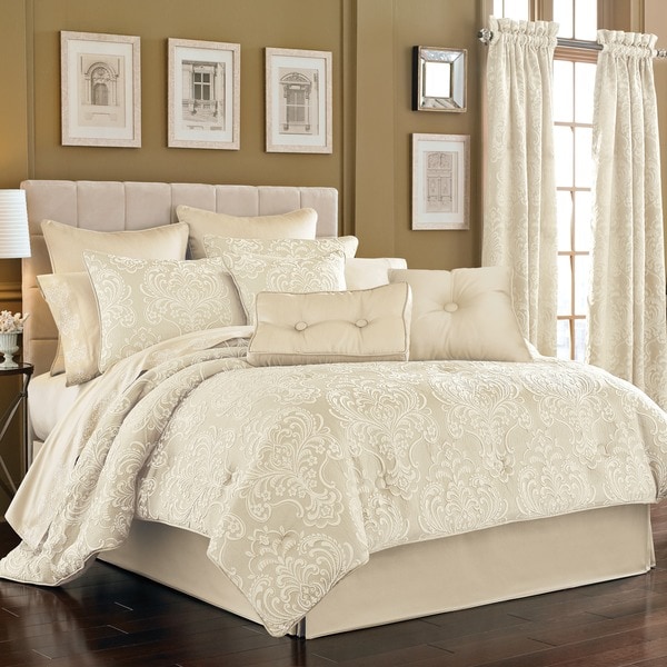 Five Queens Court Maureen Ivory Jacquard 4-piece Cal King Size ...